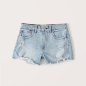 Abercrombie & Fitch Mid Rise Mom Short Light Blue Jean